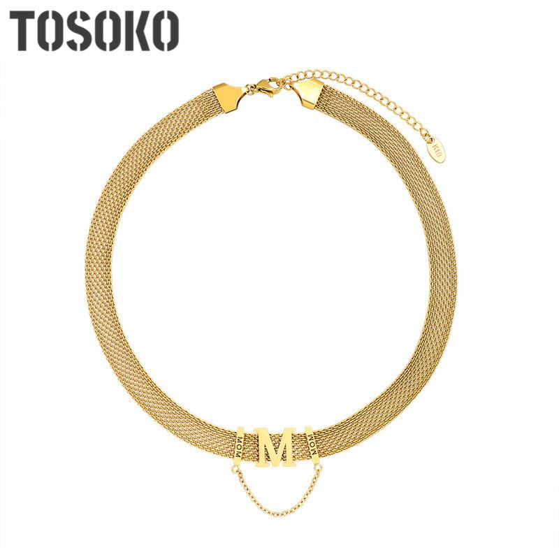 

TOSOKO Stainless Steel Jewelry Letter M Tassel Pearl Strap Bracelet Sweet Bracelet For Women