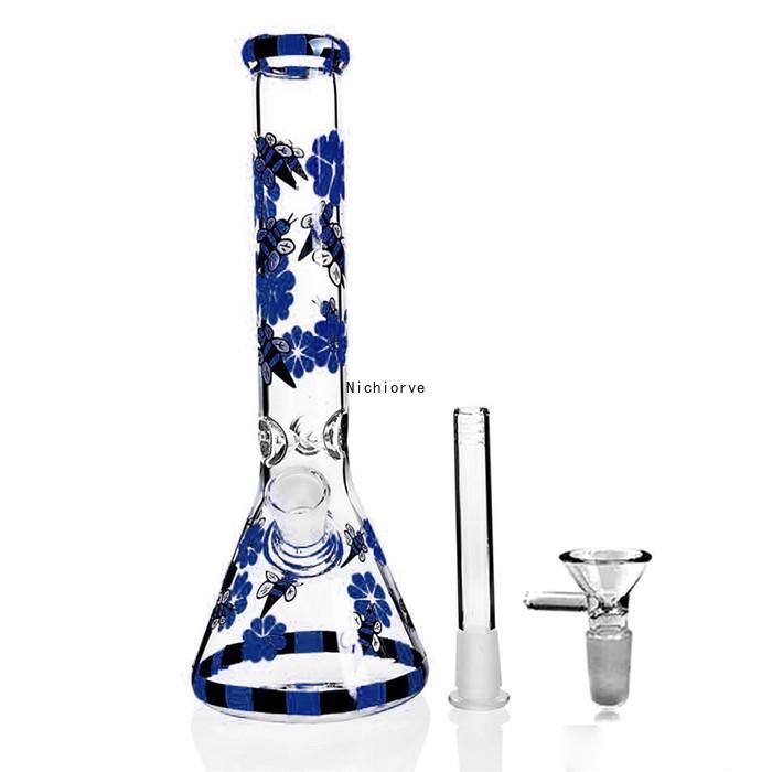 

Glow In The Dark Bong 20cm Glass Beaker Bee Bong Water Pipe Downstem Perc Water Bongs Glass Bong 14mm Joint FY2341