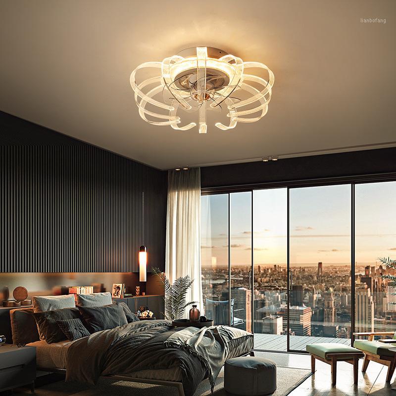 

Bedroom fan Nordic Light luxury simple modern lamp creativity invisible silent room household ceiling fan lamp1