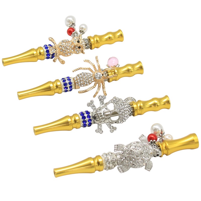 

Creative Womens Hookah Shisha Metal Hookah Tips Pendant Bead Skull Animals Pattern Smoking Pipe Reusable Cigarette Holder New 13 5kla L2