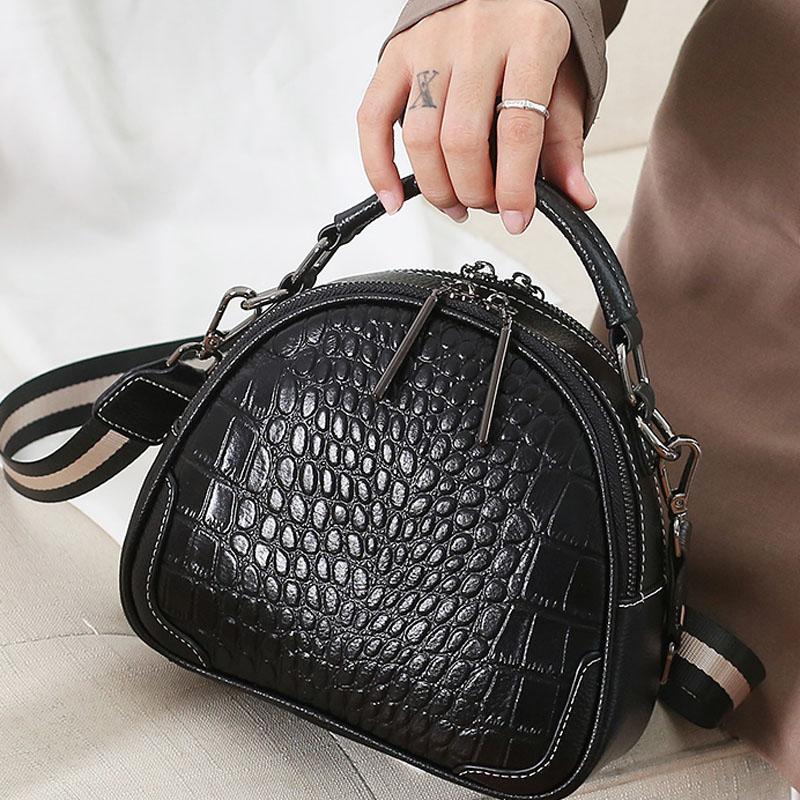 

Quality Real Cowhide Leather Bag Fashion Genuine Leather Bag Luxury Designer Women Handbag Tote Women's handbag, Black
