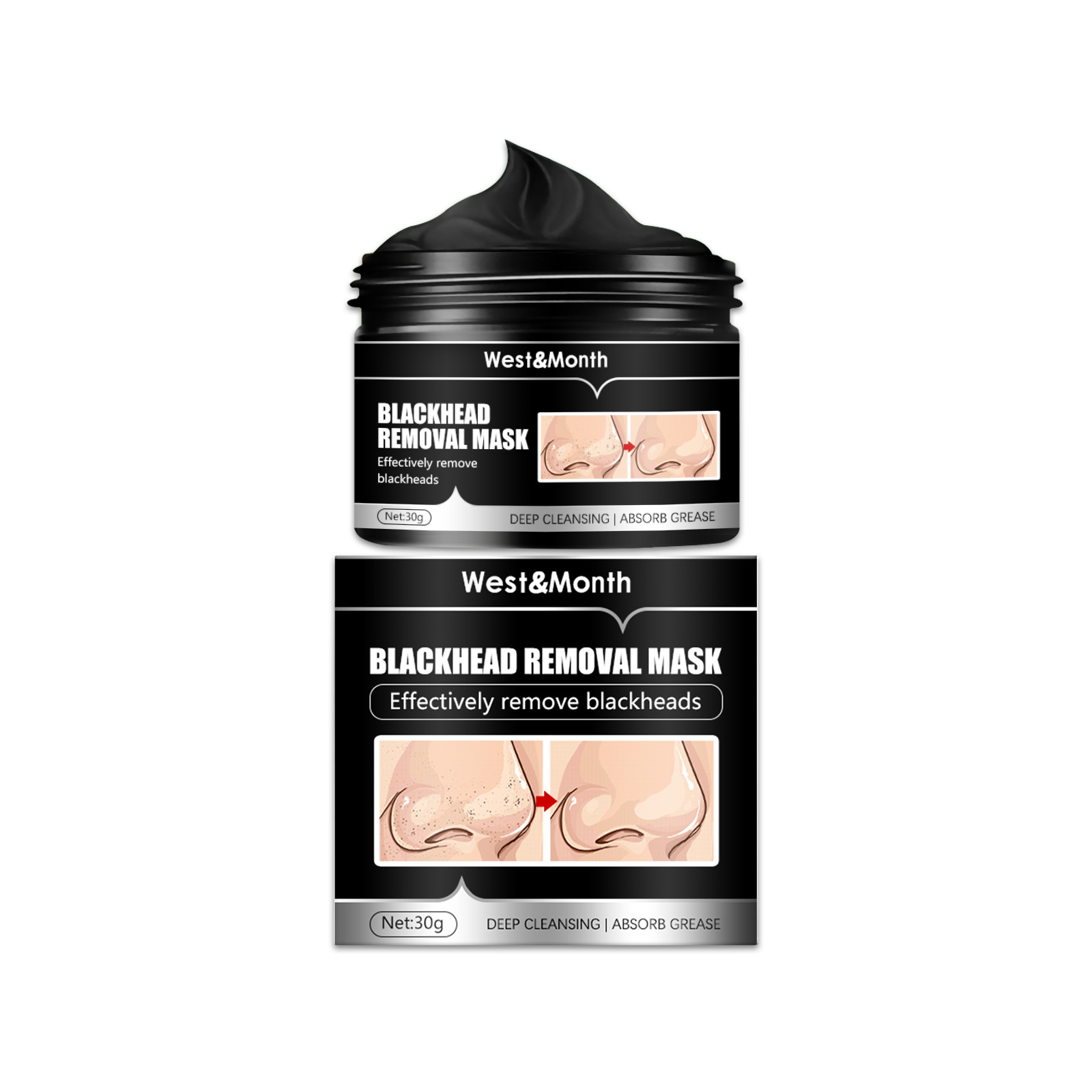 West&Month Tear the black head mask clean pores tear the nose mask and absorb the black head acne patch-image-751456089