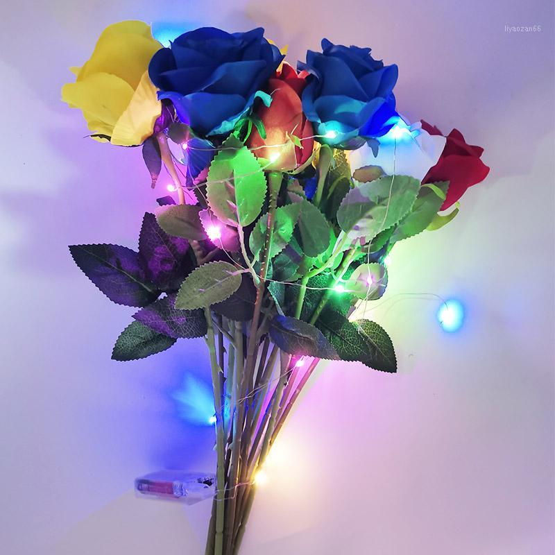 

Rose Red Artificial Flowers with 3m String Night Light For Wedding Birthday Party Decoration Valentine'S Mother'S Day Gifts1, 1pcs 50cm blue