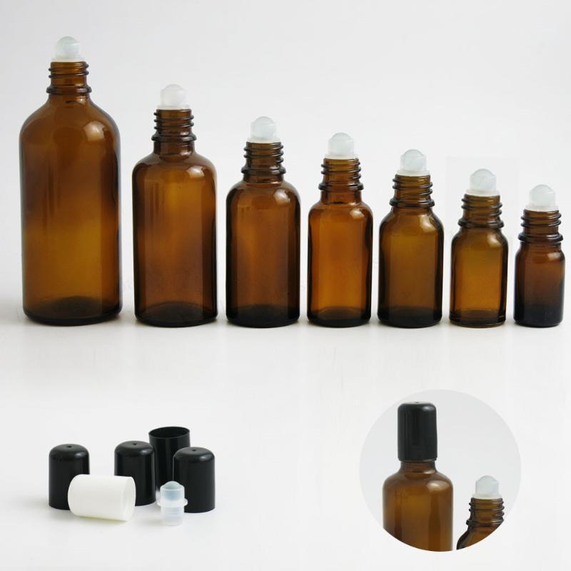 

5ml 10ml 15ml 20ml 30ml 50ml 100ml Amber Glass Roll on perfume Bottle 1/6OZ 1/3OZ 1/2OZ 1OZ Brown Glass Roller Ball Containers1