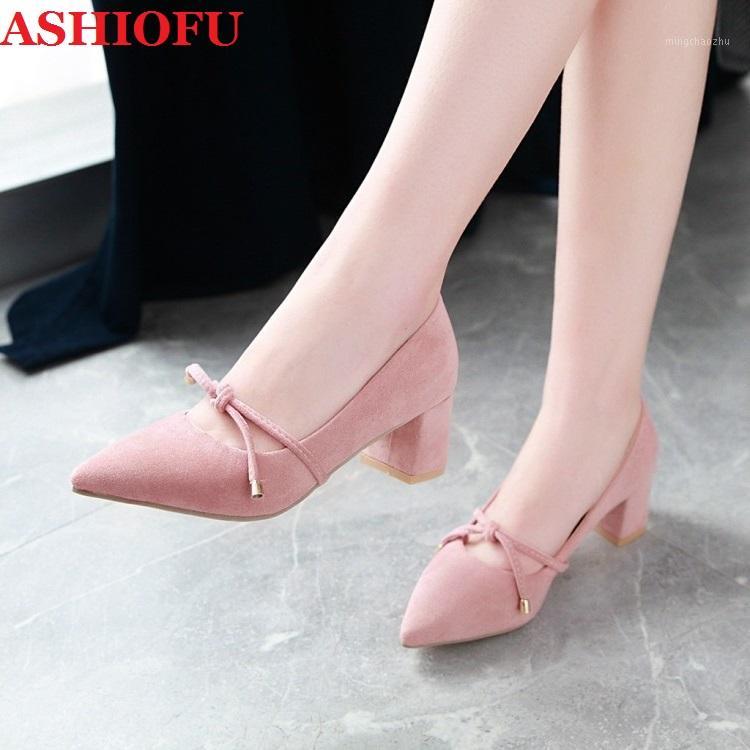 

ASHIOFU Wholesale Handmade Ladies Block Heels Pumps Butterfly-knot Pointy Party Office Dress Shoes Slip-on Dailywear Court Shoes1, Beige