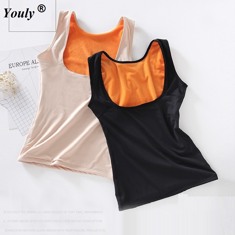 

Cashmere Elastic Tankd Tops Vest Winter Skinny Slim T-shirt Tee Thick Thermal Women Underwear Female Warm Underclothes Waistcoat Y200111, Skin colour02