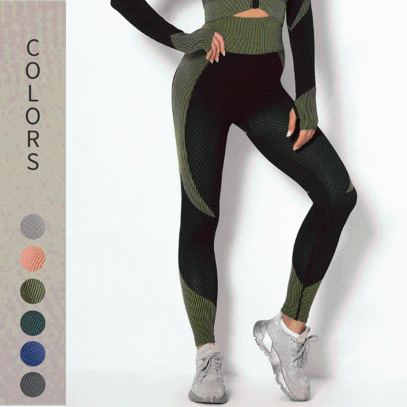 

Women' Fashion Striped High Waist Hip Lifting Leggings Tights Hygroscopic Quick Drying Yoga Pants Gym Sports Fitness Running, Color 4