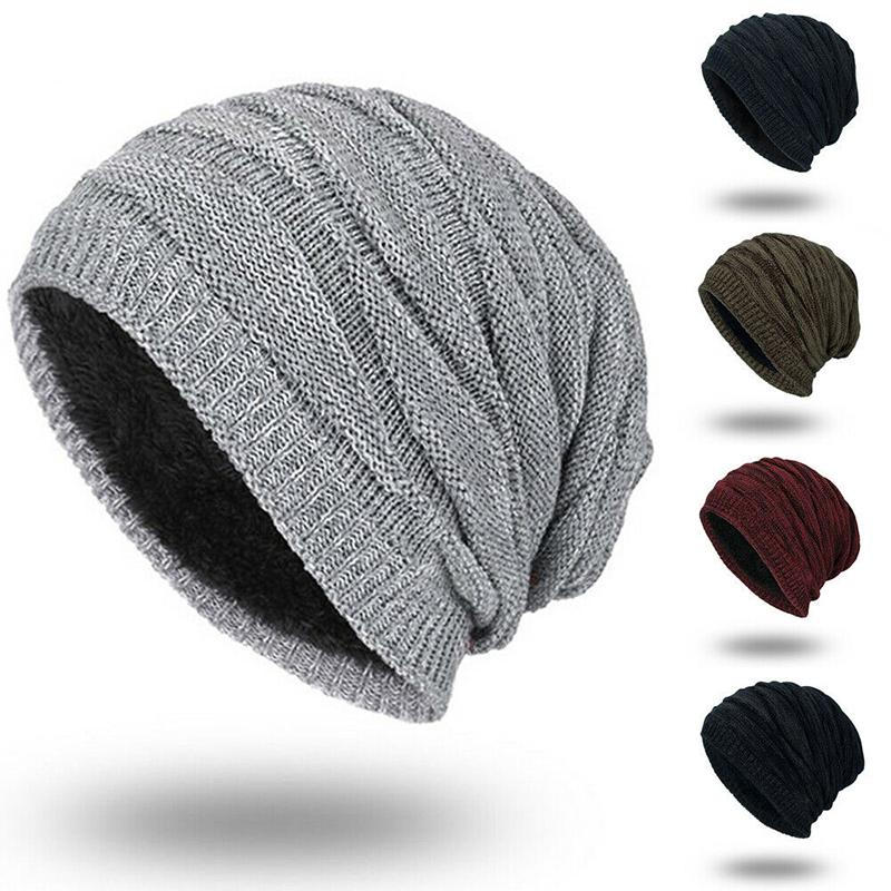 

Beanies Warmer Knitted Hats Caps Women Men Fur Wool Lining Thick Warm Knit Balaclava Winter Hat Cap Skullies Bonnet