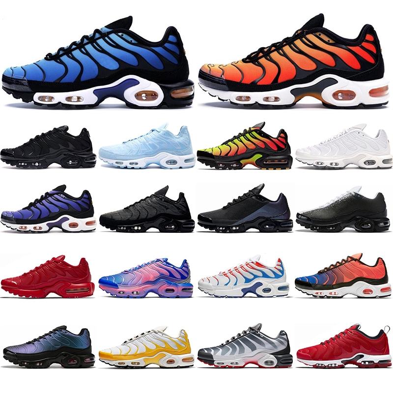 

2020 mens tn plus women running shoes triple black white rainbow Hyper blue Supernova Brushstroke Camo men trainers outdoor sports sneakers, 9 just black