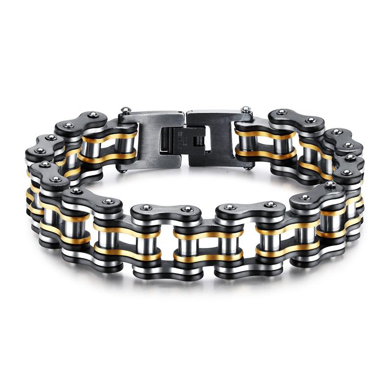 

Stainless steel black gold bicycle bracelet