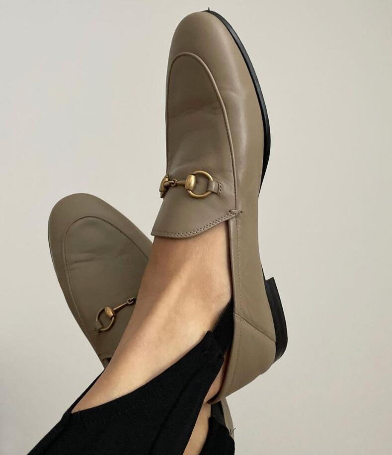 

Women Men casual loafer leather flat shoes luxury womens deisgns Horsebit loafers cowhide horsebits shoe Flat-soled lady's