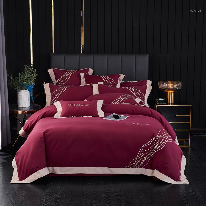 

2020 Luxury hotel bedding set King Queen Size embroidery Bed Linen 800TC Cotton Duvet Cover Bed Sheet Set Pillowcases1