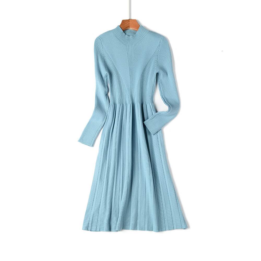 

2021 New Elegant Autumn Winter Long Sweater Women Sleeve Ol Lady Thick A-line Female Jumper O-neck Slim Knit Dress Vgu0, Orange