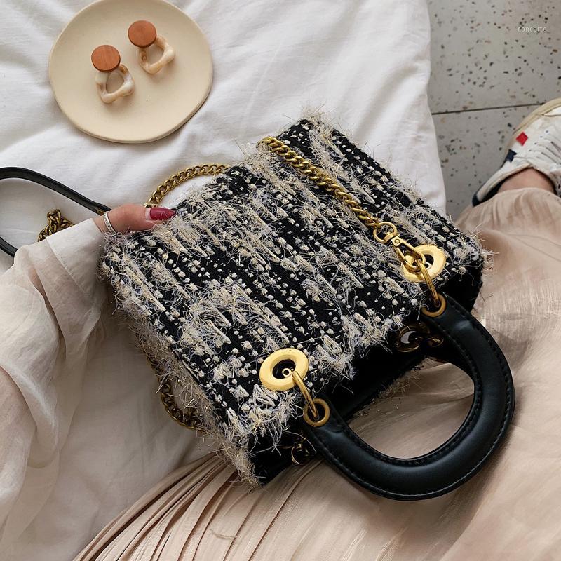 

Elegant Female Tote bag 2019 Fashion New High Quality Woolen Women's Handbag Chain Shoulder Messenger Bag Bolsos Mujer1, Black