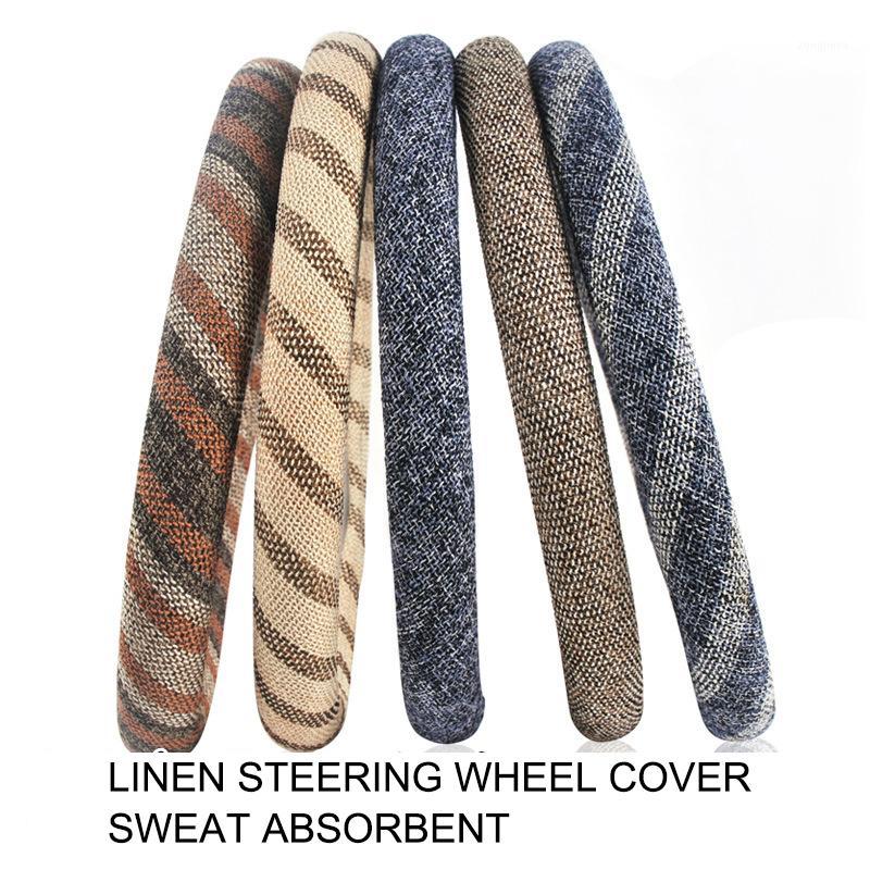 

2020 Linen Car Steering Wheel Cover Universal Four Seasons Protection Non-Slip Grip Sweat Absorbentsteering Wheel Cover1