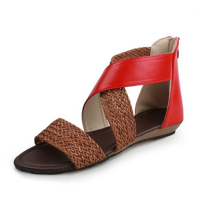 

New Summer Shoes Women Sandals Flat Casual Woman Beach Sandals Ladies Fashion Shoes Plus Size 42 YX24421, Red