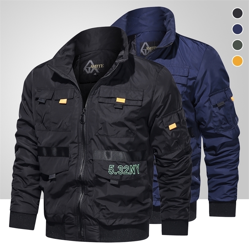 

Men Baseball Uniform Jacket Men Multi Pockets Windbreaker Jacket Male Bomber Military Outdoor Overcoat Man Tactical Outwear 201123, Mg222 yellow