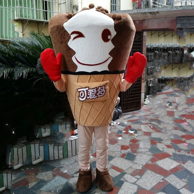 Mascot CostumesCostumes Ice Cream Mascot Costume Summer Drink Shop Advertising Props Cold Drink Doll Performance Costume-image-747358909