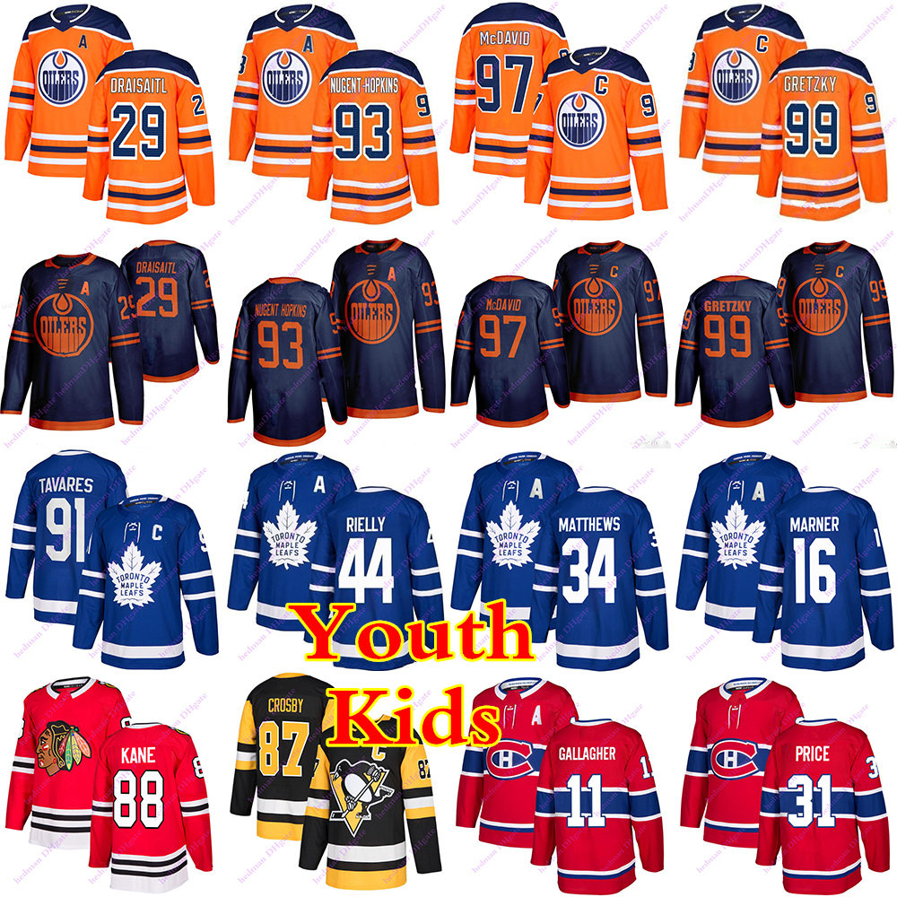 

Young Kids jerseys 97 McDavid 29 Draisaitl 99 Gretzky 93 Nugent-Hopkins 91 Tavares 16 Marner 34 Matthew 44 rielly 87 Crosby Hockey Jerseys, Multi