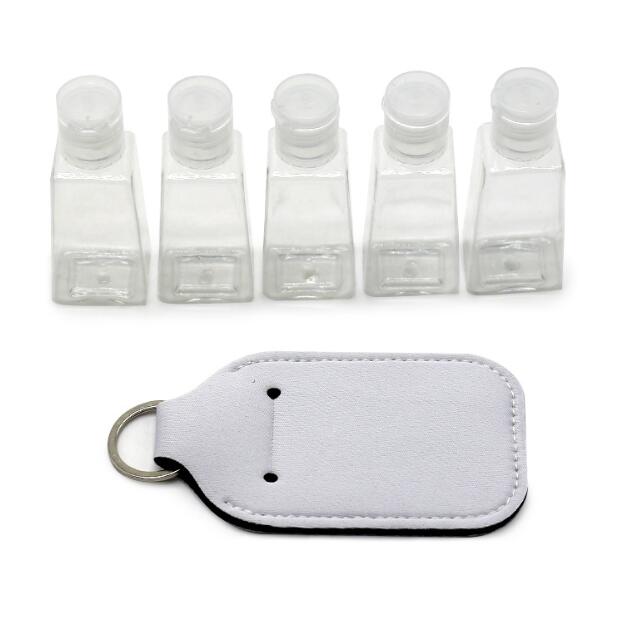 

10pcs Bottle Case Sublimation Blank Keychain 30ml Hand Bottle DIY Plain White Color Neoprene perfume bottles Bag Parts, Black