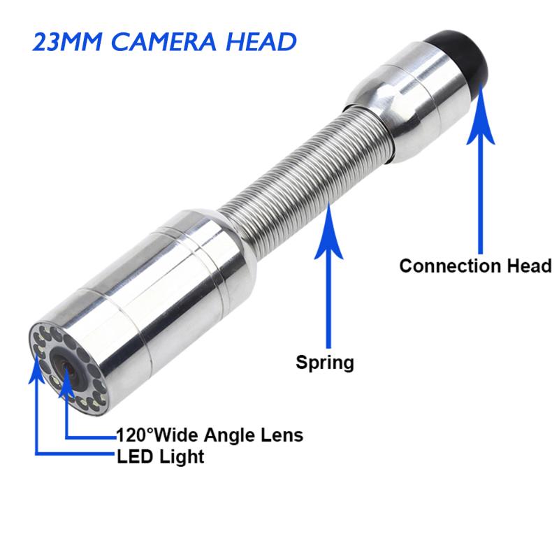 

23mm Pipeline Inspection Camera Head With 12Pcs Led Lights Drain Pipeline Sewer Snake Video Camera Head Used For Pipe Inspection