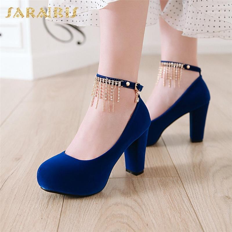 

Sarairis Plus Size 45 Design Office Pumps Woman Shoes Chunky High Heels Buckle Strap Platform Metal Shoes Ladies Pumps Female1, Black