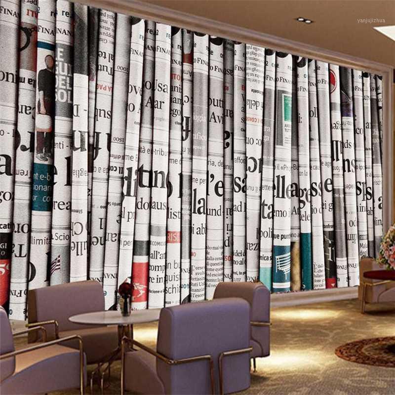 

Customize 3D retro newspaper study background wall custom large mural green silk cloth wallpaper papel de parede para quarto1