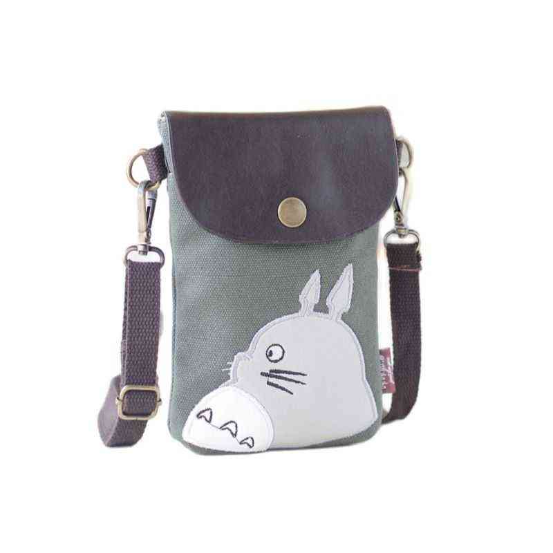 

HAPPIEST Women's Shoulder Bag Canvas PU Leather Lady Handbag Cartoon Totoro Female Small Phone Purse Money Pouch 2022 For Girls G220210, Red rabbit