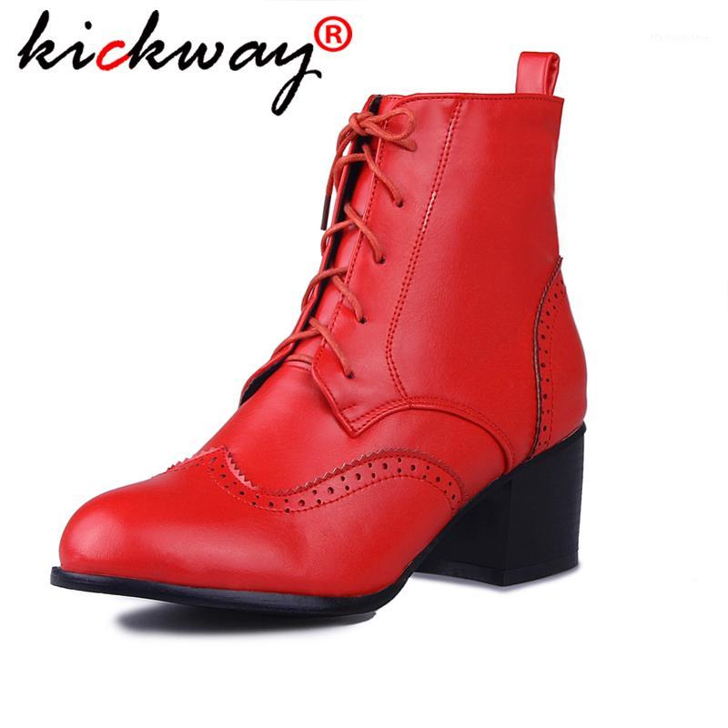 

Women's Ankle Boots Pu Leather Oxford Shoes Black Lace Up Creepers Shoes Fashion Party Footwear Drop Shipping Plus Size 34-471, White