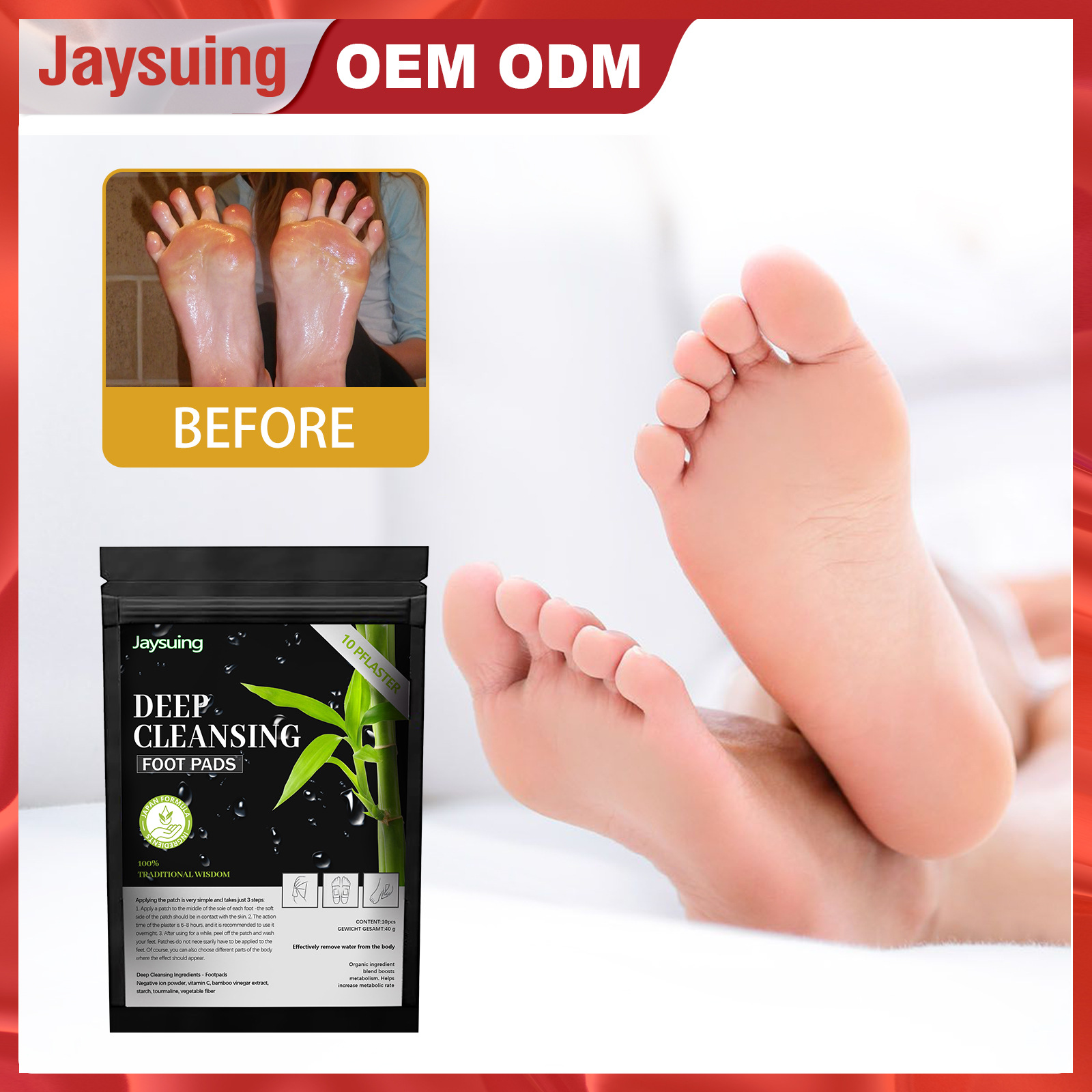 Jaysuing Natural herbal foot patch Treatment Repels dampness and cold improves headache relieves stress helps sleep foot patch OEM ODM-image-754196918
