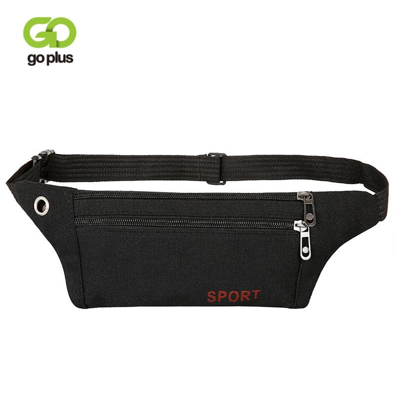 

GOPLUS Waist bag Belt bag Multifunctional thin canvas running sports riding mountaineering pockets mobile phone music, Black