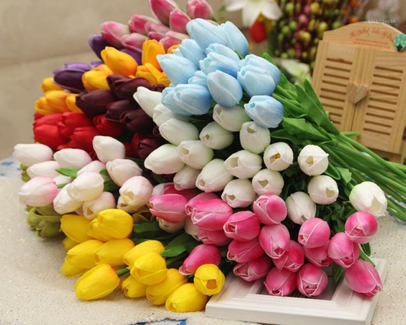 

10Pieces/Lot Artificial PU Tulip Flower Home Decoration Wedding Supplies Tulip PU Mini Flowers Hand DIY Bouquet High Quality1, Blue