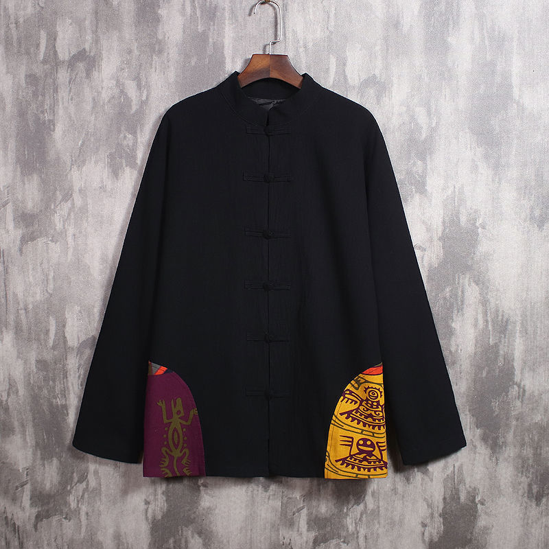 

2021 Men's Chinese Style Cotton Linen Shirts Autumn Winter New Casual Oversize Shirt Graphic Printed Male Fashion Clothing 12kt, Daxianghuaoo