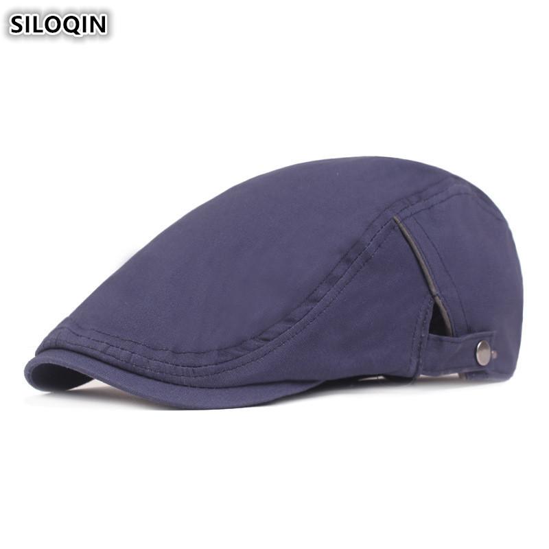 

SILOQIN New Cotton Berets For Men's Adjustable Size Simple Leisure Snapback Cap Fashion Trend Sports Brands Tongue Hat Casquette, Black