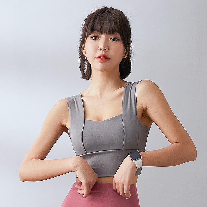 

2020 yoga vest women' wide shoulder strap movement slowly gathered to seal the waist speed dry bra bra a hair substitute, Black