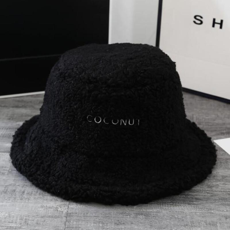 

2021 Spring New Lamb Wool Warm Bucket Hats For Women Elegant Fleece Girl Hip Hop Hat ins Trend Cap Novelty Female Decorative Hat, White
