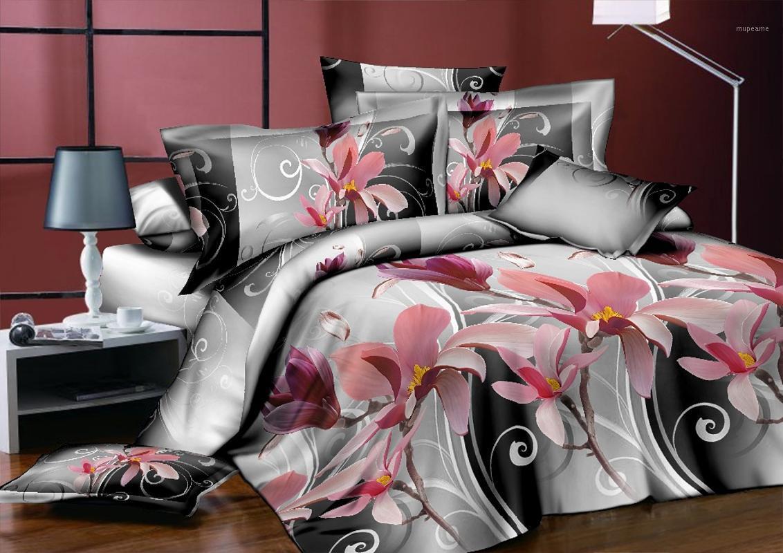 

BEST.WENSD Bedding queen size bed set christmas Bed Linen Set Duvet Cover Bedclothes-Dark colored Roseflowers dekbedovertrek1, As picture