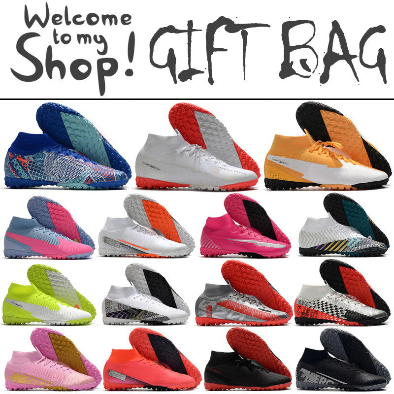 

Mercurial Superfly 7 VII Elite TF Turf Soccer Football Boots Shoes For Mens MDS SE11 CR7 Ronaldo Mbappe High Top Football Soccer Cleats, M18