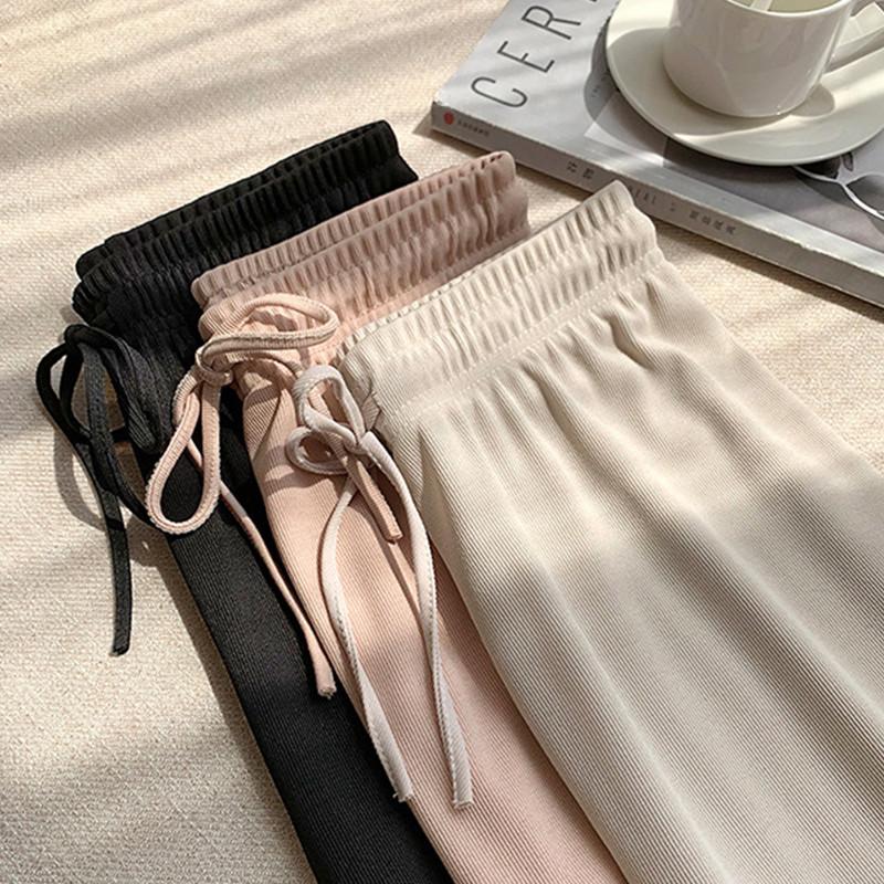 

Soft Comfort Women Pants New High Waist Casual Summer Slacks Pants Women Ice Silk Ankle-Length Long Trousers Female Slacks, Full green