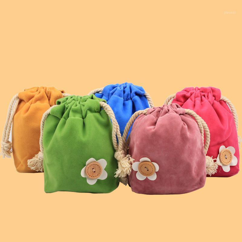 

Small flower wood buckle bag small cloth bag jewelry package play walnut hand string receiving bundle pocket flannelette1