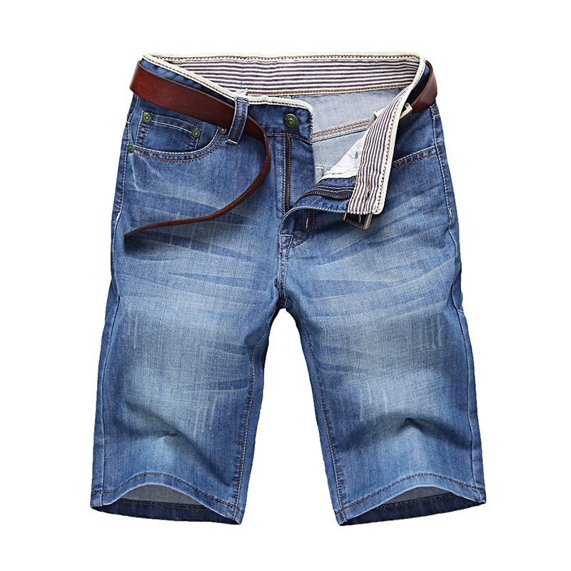 

Nice ClassDim Men's Denim Shorts Good Quality Short Jeans Men Cotton Solid Straight Short Jeans Male Blue Casual