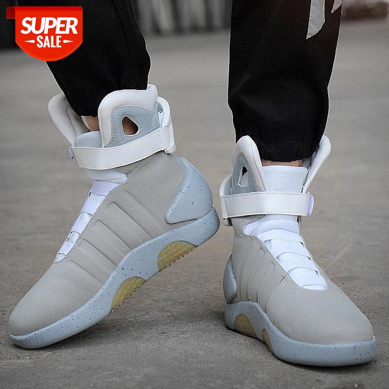 

2021YWYGMZ Men Boots USB Rechargeable Led Shoes for Man and Women Fashion Casual Shoes Back To The Future Glowing Desert Boots Men #524Q, Black