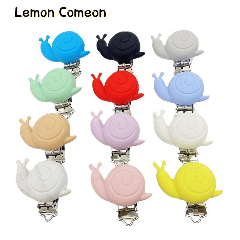 

50Pcs Wholesale Pacifier Holder Clip Silicone Snails Shaped Teething Accessories Perle Alphabet DIY Tool Chupetas Para Baby Toy