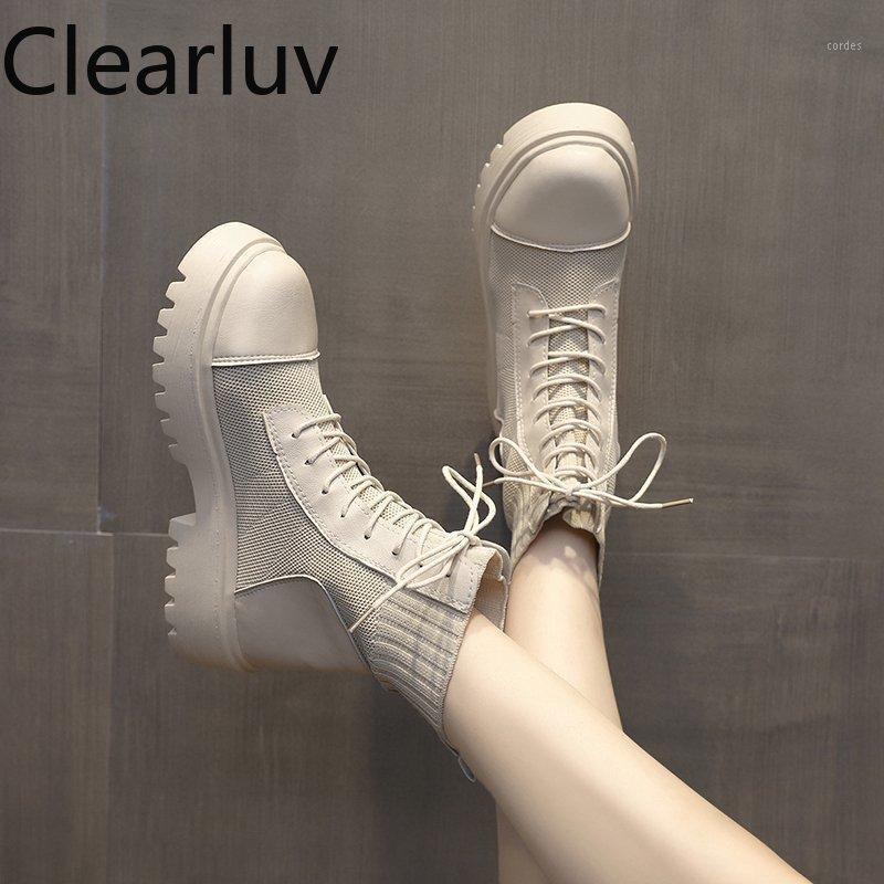 

Women's Round Knit Boots Autumn Lace-up Women's Boots Thick Bottom Warm Breathable Booties All-match Comfortable Shoes1, Pic