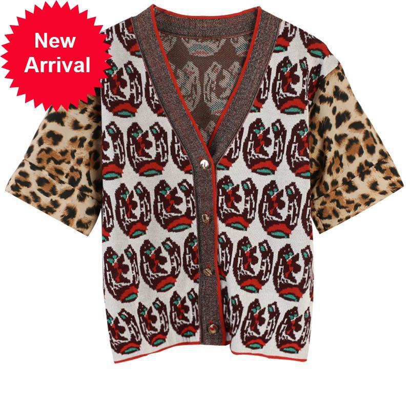 

2021 New Runway Autumn Women Designer of Short Border Single Knit Cardigan Breasted Vintage Clothes 6a0z, Beige