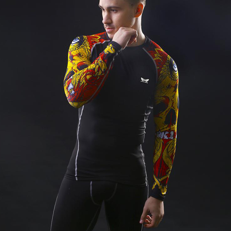 

Men Compression Long sleeve Breathable Quick Dry T Shirts Bodybuilding Weight lifting Base Layer Fitness Tight Tops T-shirt 201203, Fc-7