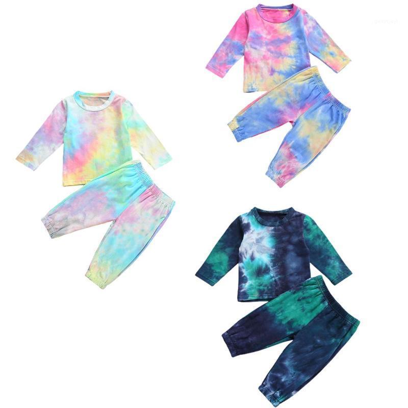 

Kids Baby Girls Autumn Casual Long Sleeves Tie-dye Printed T-Shirts Long Pants 2pc Sets 0-5Y1, Blue