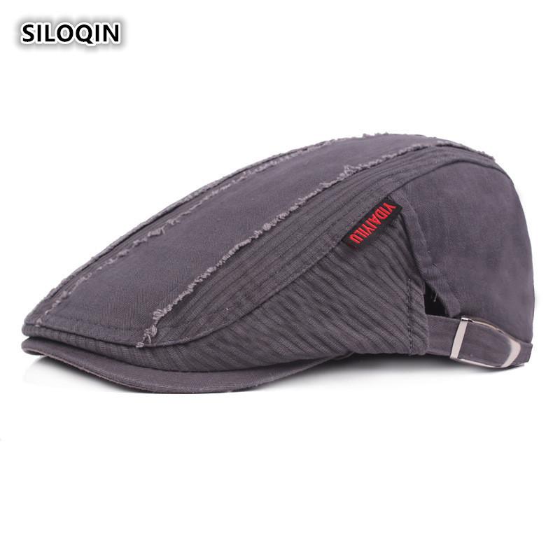 

Berets SILOQIN Adjustable Size Fashion Men's Cotton Spring And Autumn Trend Snapback Leisure Motion Mountaineering Riding Visor, Black