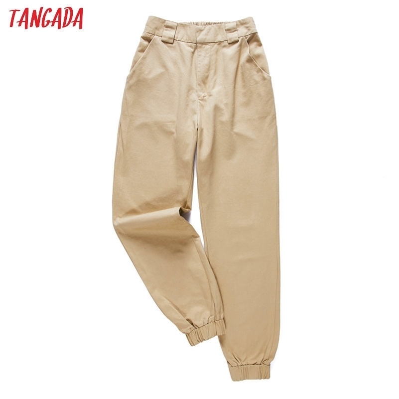 

Tangada fashion woman pants women cargo high waist pants loose trousers joggers female sweatpants streetwear 5A02 201106, Black