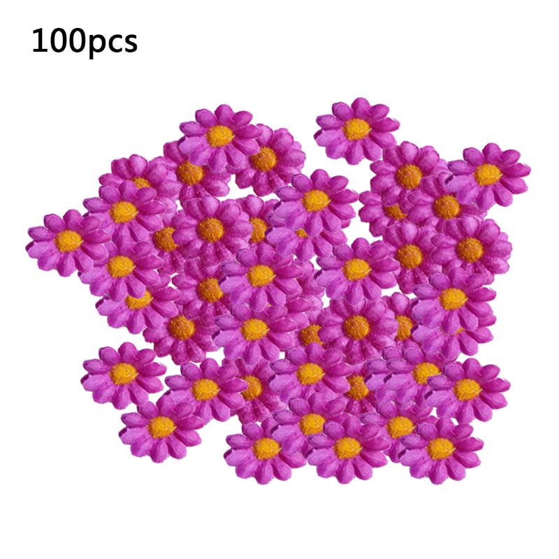 

100pcs Artificial Flowers Party Wedding Home Flowers For Decoration Silk Mini White Daisy Flower, Purple